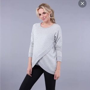 Seraphine Grey Cotton Blend Maternity & Nursing Sweatshirt in Medium